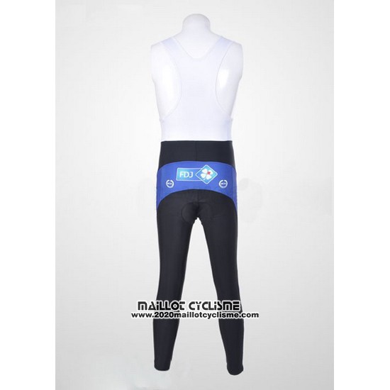 2010 Maillot Ciclismo FDJ Blanc et Azur Manches Longues et Cuissard